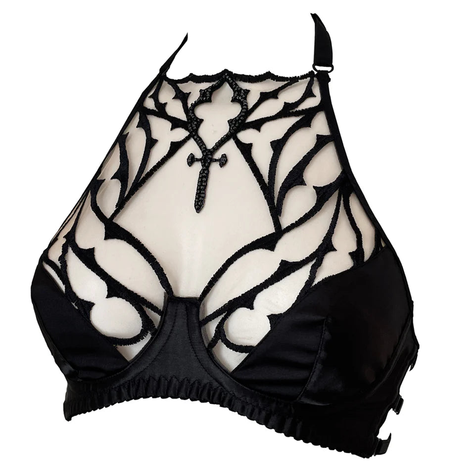 RTO - DOGMA EMBROIDERY HALTER BRA HALF CUPS