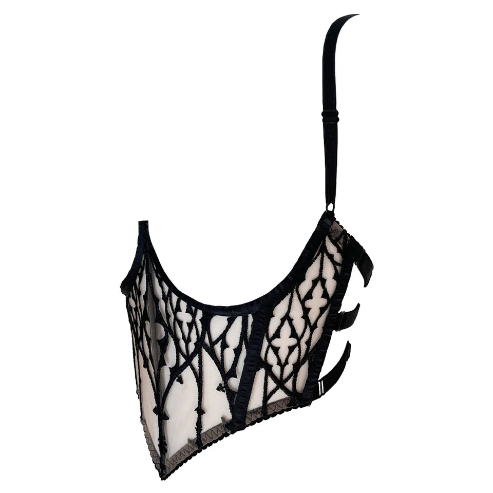 RTO - DOGMA EMBROIDERY HALTER BRA HALF CUPS